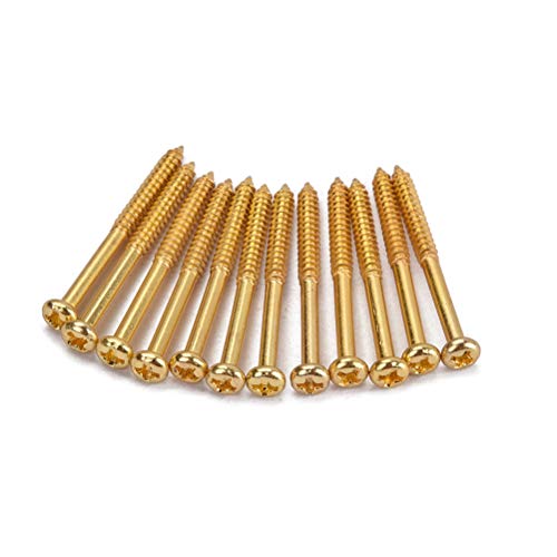 supvox Tornillos de montaje para pastilla para bajo 12 piezas Accesorio para herramienta para Pickup PB JB P90 (dorado)