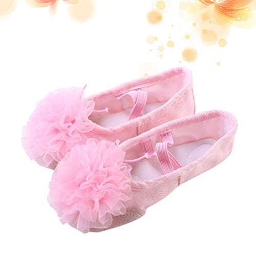 SUPVOX Zapatillas de Baile de Ballet Rosa con Gasa de Encaje Zapatillas de Ballet de Flores Zapatos de Pilates Zapatos de Danza del Vientre Zapatos de Gimnasia para Niños Bailarina Niños Talla 23