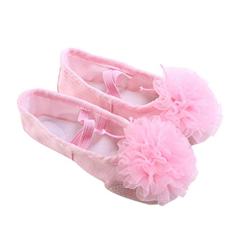 SUPVOX Zapatillas de Baile de Ballet Rosa con Gasa de Encaje Zapatillas de Ballet de Flores Zapatos de Pilates Zapatos de Danza del Vientre Zapatos de Gimnasia para Niños Bailarina Niños Talla 23