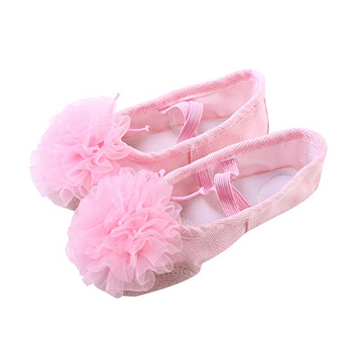 SUPVOX Zapatillas de Baile de Ballet Rosa con Gasa de Encaje Zapatillas de Ballet de Flores Zapatos de Pilates Zapatos de Danza del Vientre Zapatos de Gimnasia para Niños Bailarina Niños Talla 23