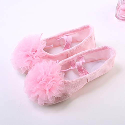 SUPVOX Zapatillas de Baile de Ballet Rosa con Gasa de Encaje Zapatillas de Ballet de Flores Zapatos de Pilates Zapatos de Danza del Vientre Zapatos de Gimnasia para Niños Bailarina Niños Talla 23