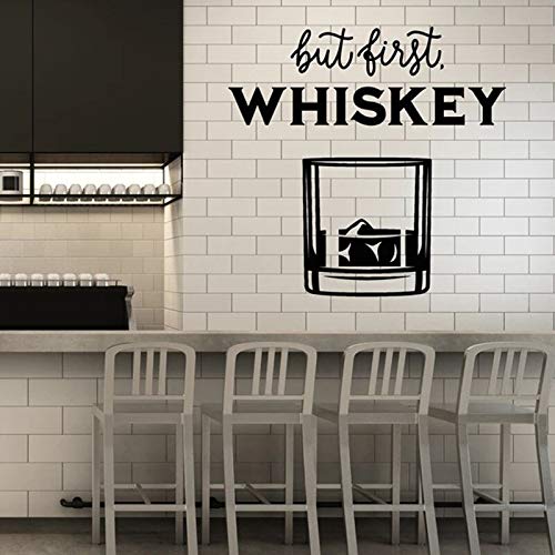 SUPWALS Pegatinas de pared Tatuajes De Pared Whisky Beber Colección Alcohol Bar Pub Frase Decoración De Interiores Barril De Vino Refrigerador Vinilo Vidrio Pegatinas 28X28 Cm