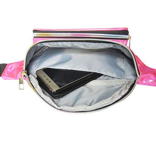 Surenhap Bolsa De Riñonera de Neón Brillante Resistente al Agua para Mujeres Rave Fiesta Holograma Bum Recorrido Paquete de la Cintura