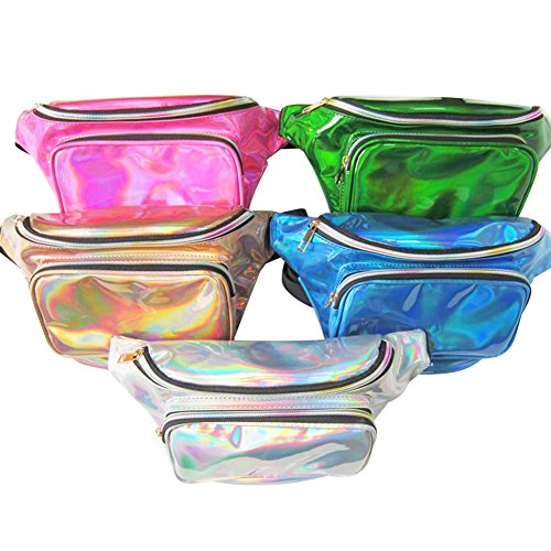 Surenhap Bolsa De Riñonera de Neón Brillante Resistente al Agua para Mujeres Rave Fiesta Holograma Bum Recorrido Paquete de la Cintura