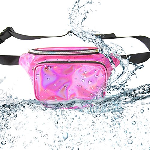 Surenhap Bolsa De Riñonera de Neón Brillante Resistente al Agua para Mujeres Rave Fiesta Holograma Bum Recorrido Paquete de la Cintura