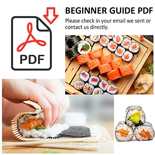 SUROY kit de sushi para hacer sushi que incluye 2 alfombrillas de sushi, 5 pares de palillos, 1 pala, 1 espátula, 1 plato de salsa, 1 herramienta para hacer arroz, 1 bolsa de almacenamiento