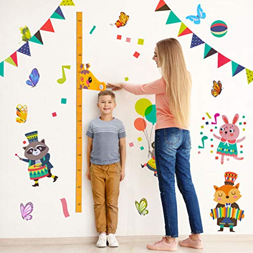 Surplex Gráfico de crecimiento giraffa 3D, EVA Magnético Móvil Extraíble Medidor de Altura Infantil, Musical, Pegatina Decorativa Infantil Adhesiva Para Pared Dibujos Animados Con Regla