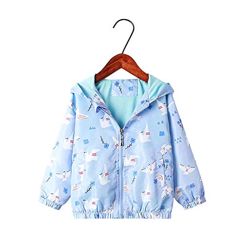 Surwin Chaqueta con Capucha Niña, Rompevientos Abrigos Deportivas Sudadera Cremallera Estampado Animal Capa Encapuchada Chaqueta Tops Chaqueta Cortaviento para Bebés Niñas (Paloma Blanca,140cm)