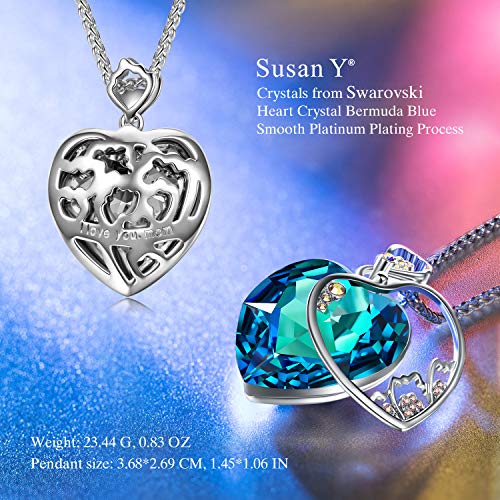 Susan Y Regalos día de la Madre Collar Mujer Regalos Dia de la Madre Clavel Flor Collar Mujer Swarovski Cristales Corazon Joyas para niñas Madre Aniversario Ella día de San valentín