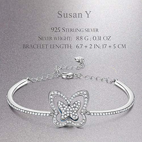 Susan Y Regalos día de la Madre Pulsera Mujer Encanto de la Mariposa Collar de Mujer con Cristales de Swarovski Joyas para niñas Madre Aniversario Ella día de San valentín