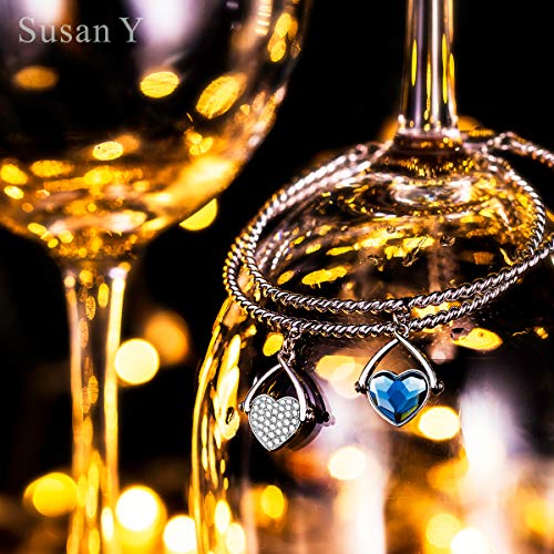 Susan Y Regalos día de la Madre Pulsera Mujer Regalos Dia de la Madre Swing de Amor Pulsera Mujer Swarovski Cristales Corazon Joyas para niñas Madre Aniversario Ella día de San valentín