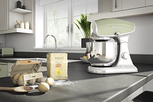 Swan Retro Batidora amasadora repostería Profesional, Robot Cocina Cuerpo Metal, 8 velocidades, 4,5 litros, bajo Ruido, diseño Vintage Verde, 1200W, 1200 W, 4.5 litros, Acero Inoxidable