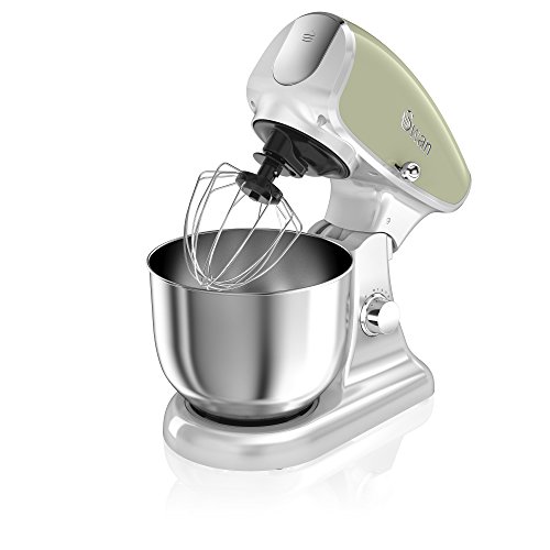 Swan Retro Batidora amasadora repostería Profesional, Robot Cocina Cuerpo Metal, 8 velocidades, 4,5 litros, bajo Ruido, diseño Vintage Verde, 1200W, 1200 W, 4.5 litros, Acero Inoxidable
