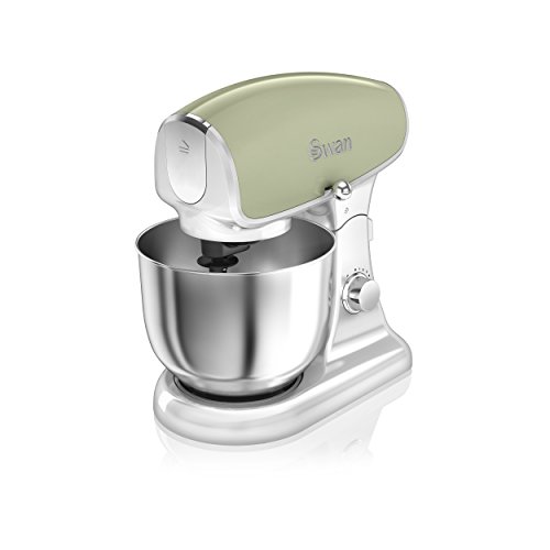 Swan Retro Batidora amasadora repostería Profesional, Robot Cocina Cuerpo Metal, 8 velocidades, 4,5 litros, bajo Ruido, diseño Vintage Verde, 1200W, 1200 W, 4.5 litros, Acero Inoxidable
