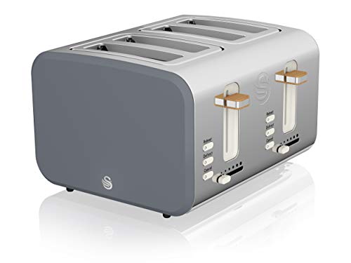 Swan ST14620GRYN Tostador (4 rebanada(s), Gris, Acero inoxidable, 1500 W, 330 mm, 290 mm)