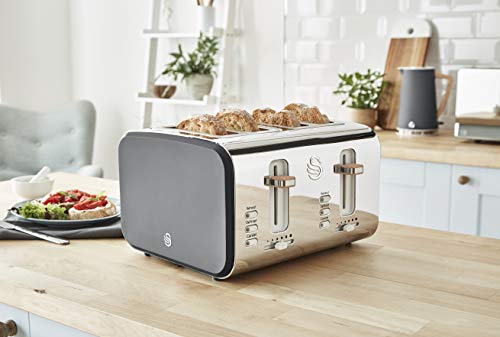 Swan ST14620GRYN Tostador (4 rebanada(s), Gris, Acero inoxidable, 1500 W, 330 mm, 290 mm)