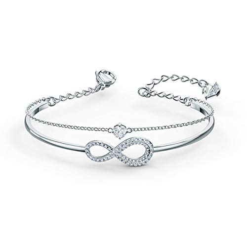 Swarovski Pulsera Infinity, Blanco, baño de rodio