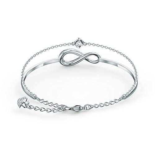 Swarovski Pulsera Infinity, Blanco, baño de rodio