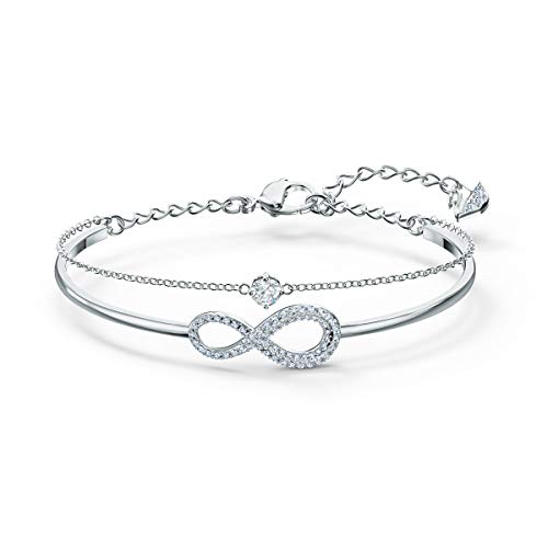 Swarovski Pulsera Infinity, Blanco, baño de rodio