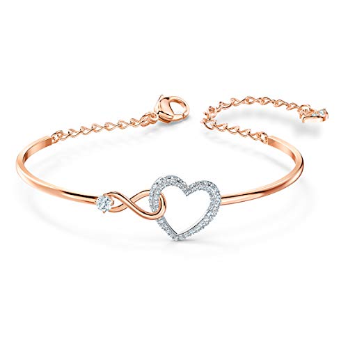 Swarovski Pulsera Infinity Heart, Blanco, combinación de Acabados metálicos