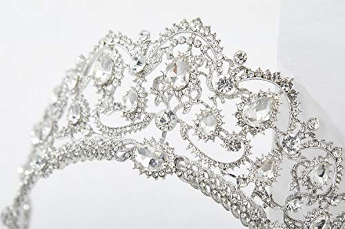 SWEETV Plata Corona Cumpleaños Mujer y Niña - Corona Princesa Reina, Diadema Novia para Navidad, Halloween