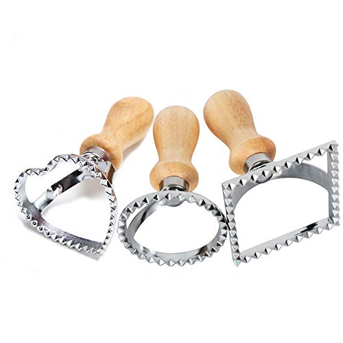 Sweieoni Cortador Raviolis Moldes de Ravioles Molde Empanadillas 3 Piezas Cortadores de Raviolis para Hacer Raviolis Empanadillas Galletas Cuadrado Redondeado En Forma de corazón