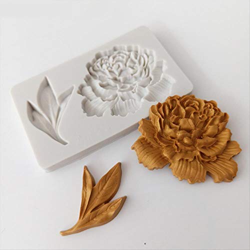 SWHV Minsunbak Floral Molde de Silicona Molde de peonía para Flores de azúcar Glass Herramienta de decoración de Pasteles de Chocolate pastillaje de Cocina para Hornear Utensilios (Color : A)