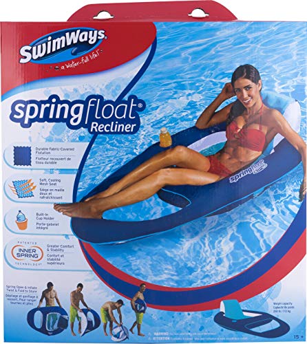 SwimWays Spring Float Recliner Tumbonas flotante - Flotadores para piscina y playa (Tumbonas flotante, 113 kg, 15 año(s), Hombre/Mujer, China, 910 mm) , color/modelo surtido