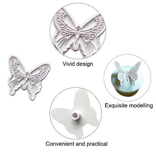 SwirlColor Molde Mariposa, Cortador Plástico de La Torta de La Mariposa de La Categoría Alimenticia para La Torta, Magdalenas, Sugarcraft, Fondant, y Decoración de Los Artes - 2Pcs