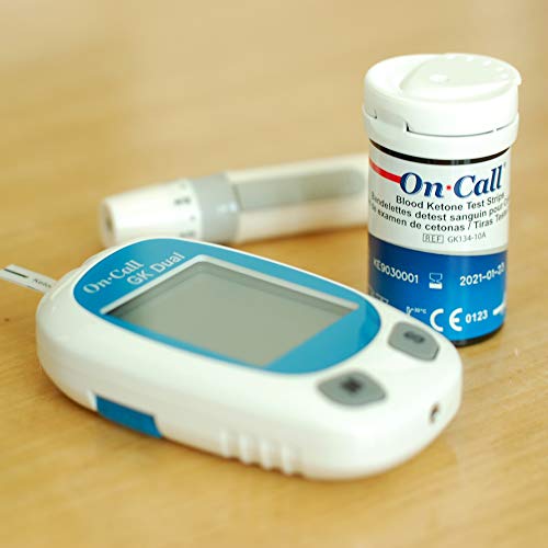 Swiss Point Of Care GK Dual glucosa y cetonas Starter pack | 1x dispositivo de medición (MMOL/L), 25x tiras reactivas de cetonas y otros accesorios