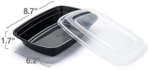 Switory 10pc 950ml Contenedores de preparación de comidas, 1 compartimento con tapas Contenedores de plástico para almacenamiento de alimentos sin BPA Microondas, apto para lavavajillas