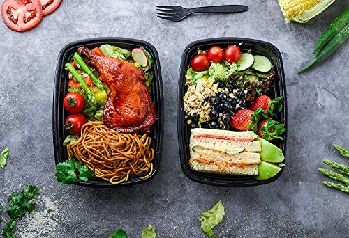 Switory 10pc 950ml Contenedores de preparación de comidas, 1 compartimento con tapas Contenedores de plástico para almacenamiento de alimentos sin BPA Microondas, apto para lavavajillas