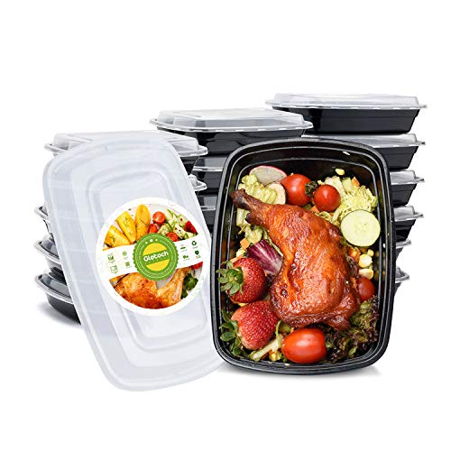 Switory 10pc 950ml Contenedores de preparación de comidas, 1 compartimento con tapas Contenedores de plástico para almacenamiento de alimentos sin BPA Microondas, apto para lavavajillas