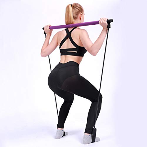SWQG-Sartén Fitness Yoga Pilates Stick con Anillo para el Pie, Banda de Resistencia Elástica Utilizado para el Ejercicio de Todo el Cuerpo en Casa, Gimnasio, Levantamiento de Pesas AA-GROHE Sin Plomo