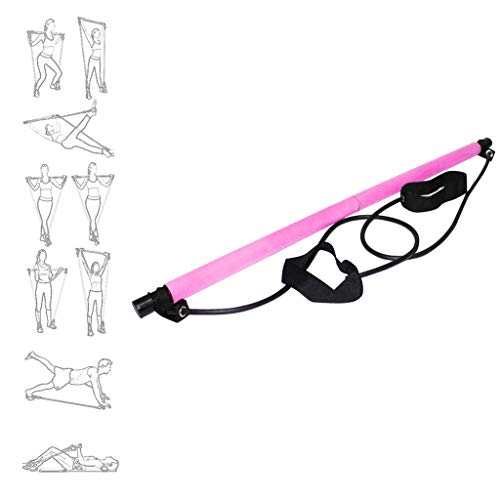 SWQG-Sartén Fitness Yoga Pilates Stick con Anillo para el Pie, Banda de Resistencia Elástica Utilizado para el Ejercicio de Todo el Cuerpo en Casa, Gimnasio, Levantamiento de Pesas AA-GROHE Sin Plomo