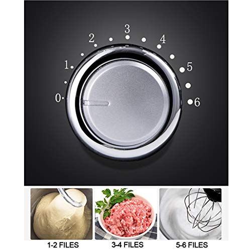 SWQG-Sartén Robot Cocina  Mezcladoras de 6 Velocidades Eléctrico Batidora Amasadora  Mezcladores con el Gancho Amasador, Batidor Plano, el Batidor de Alambre 600W 4L, Fácil de Usar y de Limpiar
