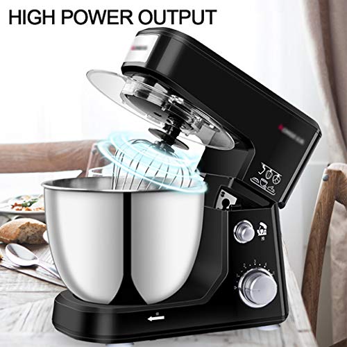 SWQG-Sartén Robot Cocina  Mezcladoras de 6 Velocidades Eléctrico Batidora Amasadora  Mezcladores con el Gancho Amasador, Batidor Plano, el Batidor de Alambre 600W 4L, Fácil de Usar y de Limpiar