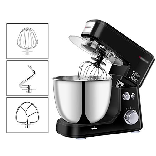 SWQG-Sartén Robot Cocina  Mezcladoras de 6 Velocidades Eléctrico Batidora Amasadora  Mezcladores con el Gancho Amasador, Batidor Plano, el Batidor de Alambre 600W 4L, Fácil de Usar y de Limpiar