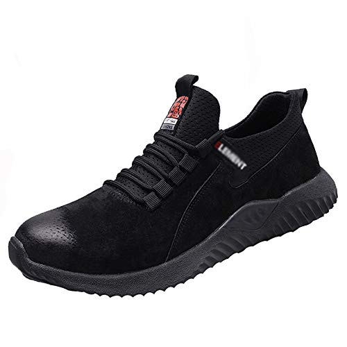 SXFGML Zapatos De Seguridad con Punta De Acero para Hombre Mujer - Cómodos Ligeros Y Transpirables,Negro,38