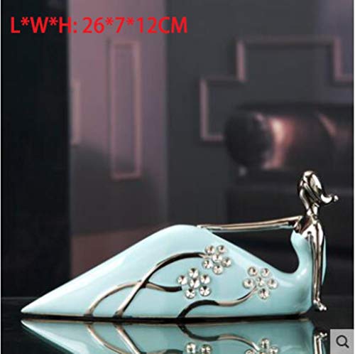 SYART Jingdezhen Cerámica Miss Ballet Figuras de cerámica Artículos de decoración Moda Azul Diamante Azafata Adorno de Porcelana Decoración, A