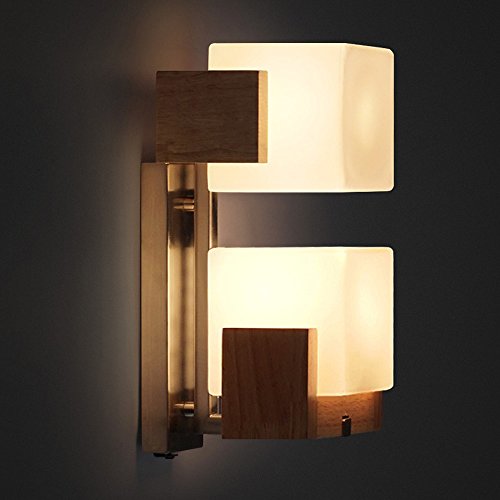 SYF light Lámpara de pared de azúcar, Creative American Vintage Restaurant Aisle Bar Cabecero Cafe Double Oak Wall Lump Sugar, American Lámpara de pared, Lámpara de dormitorio, Living Room Luz E27x2W: