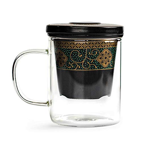 SYJOP Vaso De Separación De Té Vaso Vaso De Separación De Té con Asa Vidrio Transparente De Oficina 450 Ml Contenedor De Separación De Té De Gran Capacidad Resistencia Al Calor A Alta Temperatura