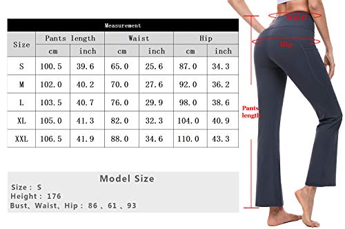 Sykooria Pantalones de Yoga Bootcut para Mujer Pantalón de Corte de Bota con Bolsillo de Cintura Alta Pilates Correr Baile Fitness