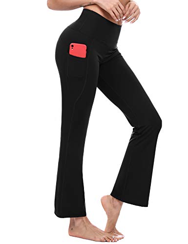 Sykooria Pantalones de Yoga Bootcut para Mujer Pantalón de Corte de Bota con Bolsillo de Cintura Alta Pilates Correr Baile Fitness