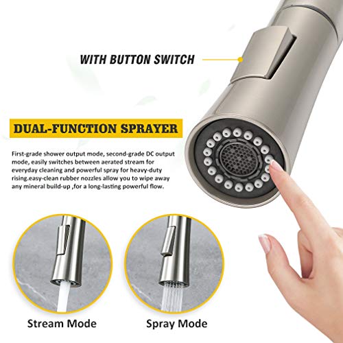 Synlyn grifo de cocina con sensor táctil con cabezal de ducha extraíble de 60 cm grifo de fregadero giratorio de 360 ​​° grifo de inducción de acero inoxidable 304 mezclador de fregadero monomando