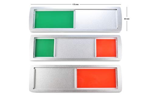 SynMe Gran Cartel Deslizante Libre/Ocupado - Neutro: Verde/Rojo - 175 x 50 mm - Superficie Adhesiva 3M en la Parte Posterior - 4 imanes Integrados en el Marco, asegurando la Unidad Deslizante (1)