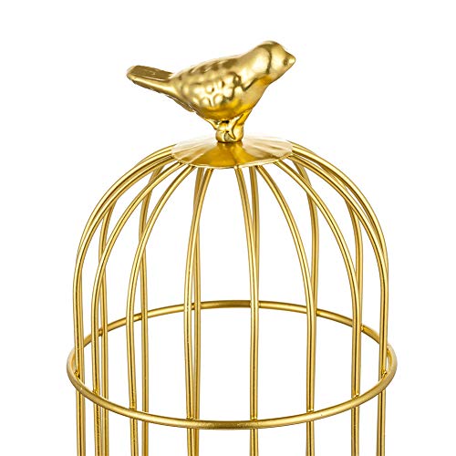 Sziqiqi Portavelas de Columna Candeleros de Retro con Forma de Jaula de Pájaro, Decoraciones para la Mesa de Boda Centro de Mesa Navideño Candelabros Decorativos de Velas Candelabros de Mesa, Oro
