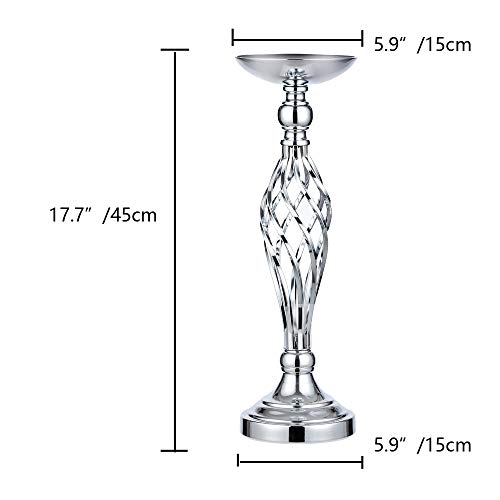 Sziqiqi Soporte Decorativo De Flores para Recepción De Bodas/Fiestas, Jarrón De Oro para Mesa, Pérgola Floral De Mesa Principal/Recepción, Candelabro Columnario De Hierro (Plata: 45cm × 2)