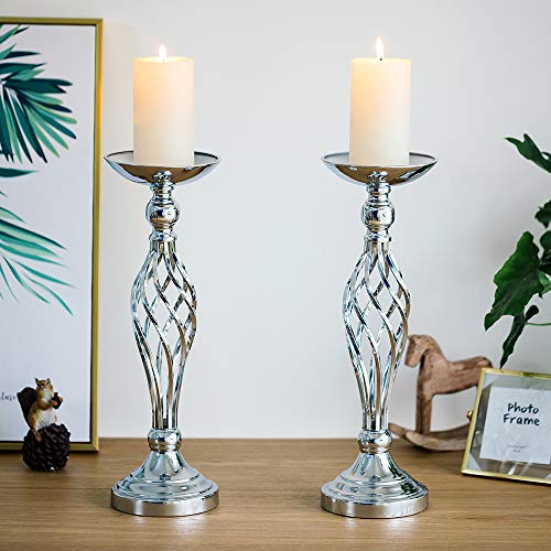 Sziqiqi Soporte Decorativo De Flores para Recepción De Bodas/Fiestas, Jarrón De Oro para Mesa, Pérgola Floral De Mesa Principal/Recepción, Candelabro Columnario De Hierro (Plata: 45cm × 2)