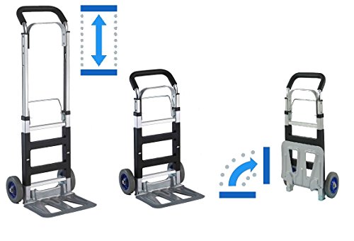T-EQUIP ALU-120 - Carretilla de aluminio, plegable y manual, plataforma rodante compacta, 120 kg de capacidad de carga, AnxPxAl: 40 x 41,5 x 110 cm